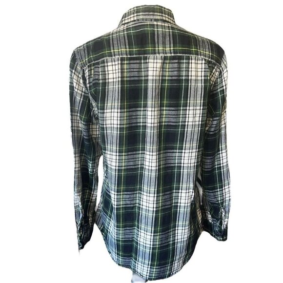 Denim & Supply Ralph Lauren Plaid Button-Up Shirt M Green/White Relaxed Fit - Picture 2 of 7